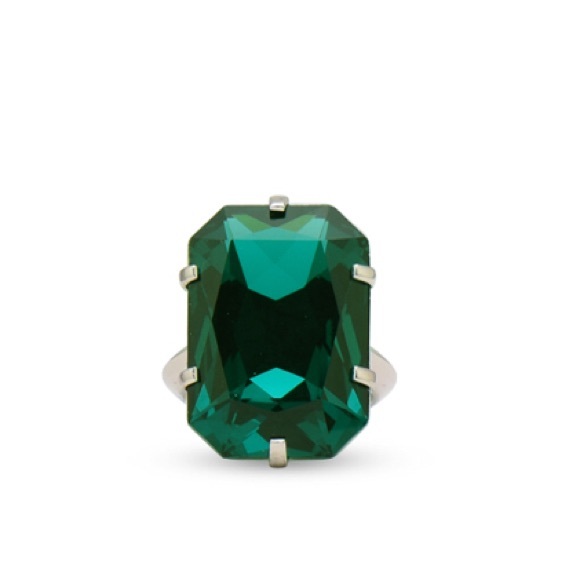 Balenciaga Jewelry - Balenciaga Green Crystal Cocktail Ring Size 7.5